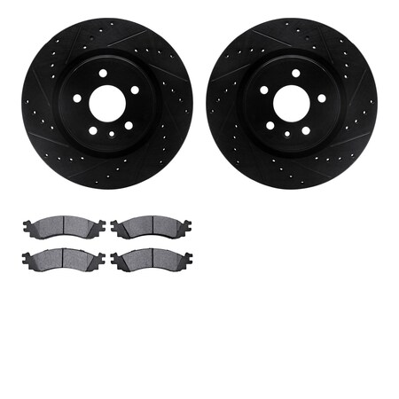 Dynamic Friction Company Front Brake Rotors-Drilled and Slotted-Black with 5000 Advanced Brake Pads 8502-54038